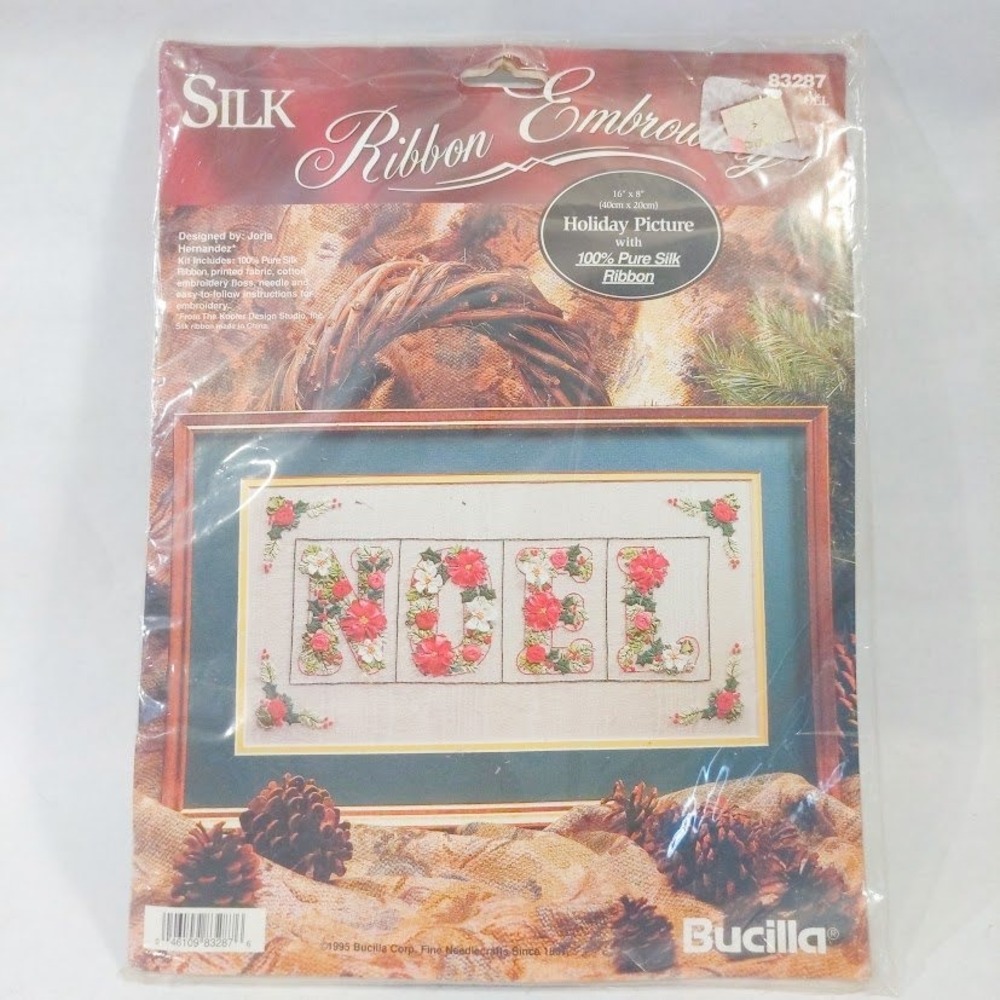 Vtg 1995 Bucilla Silk Ribbon Embroidery Kit Noel Holiday Jorja Hernandez NOS